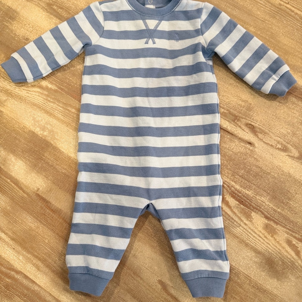 Ralph Lauren Blue and White Striped Footies
